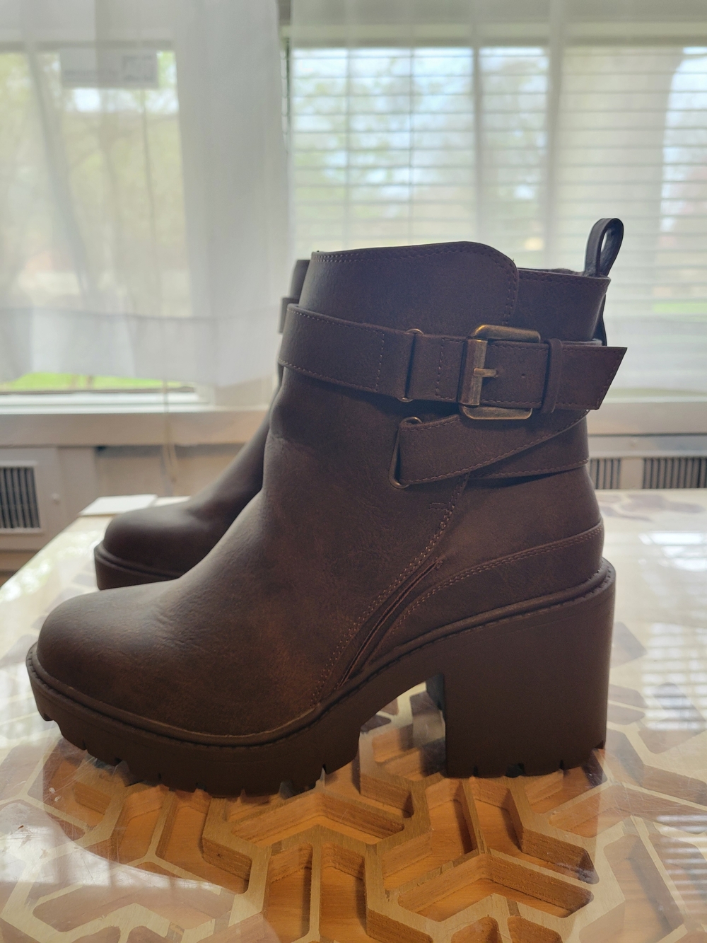 torrid Brown Chunky Heel Ankle Boots with Buckle Strap